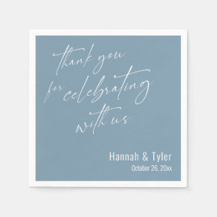 Thank You for Celebrating with Us Dusty Blue Napkin