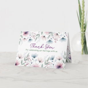 Thank You for Celebrating with Us   Floral Wedding Card