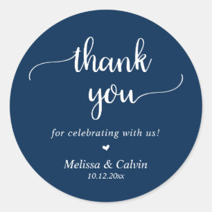 Thank you for celebrating with us, Navy Blue Classic Round Sticker