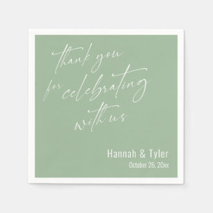 Thank You for Celebrating with Us Sage Green Napkin