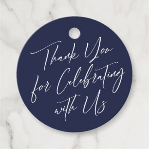 Thank You for Celebrating with Us Simple Navy Blue Favour Tags