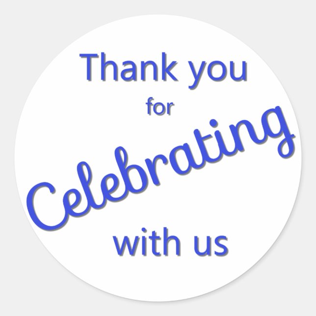 Thank You for Celebrating with Us Sticker Blue (Front)