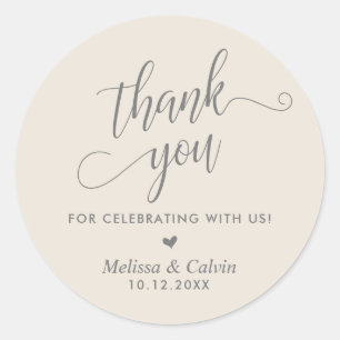 Thank you for celebrating with us, Wedding Classic Round Sticker