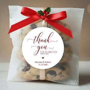 Thank you for celebrating with us, Wedding Classic Round Sticker