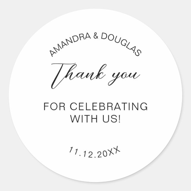 Thank You For Celebrating With Us wedding Party    Classic Round Sticker (Front)