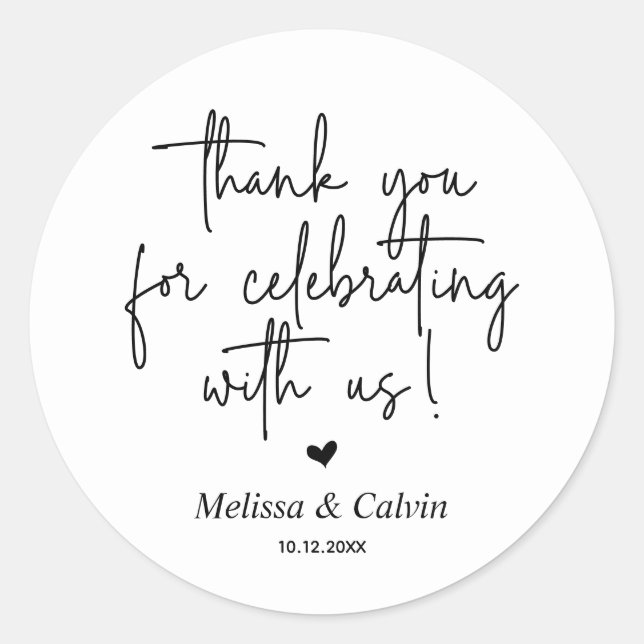 Thank you for celebrating with us Wedding Sticker (Front)