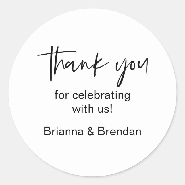 Thank you for celebrating with us Wedding Sticker (Front)