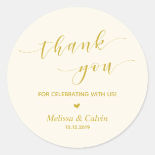 Thank you for celebrating with us Yellow Gold Classic Round Sticker