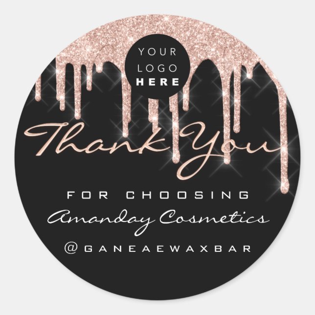 Thank You For Choosing Logo Rose Blush Drips Classic Round Sticker (Front)