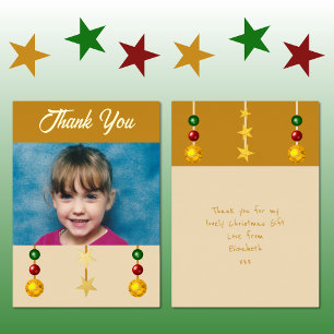 Thank you for Christmas gifts photo gold Foil Holiday Card