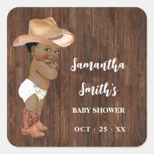 Thank You for Coming AA Cowboy Western Baby Shower Square Sticker