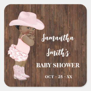 Thank You for Coming AA Cowgirl Baby Shower Square Sticker
