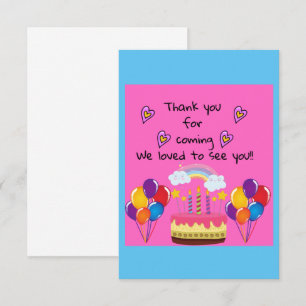 Thank you for coming birthday design RSVP card
