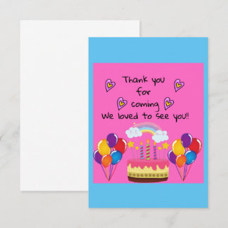 Thank  you for coming birthday design RSVP card