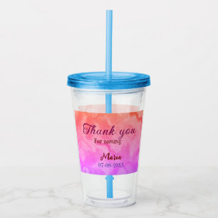 Thank you for coming birthday party add name date  acrylic tumbler