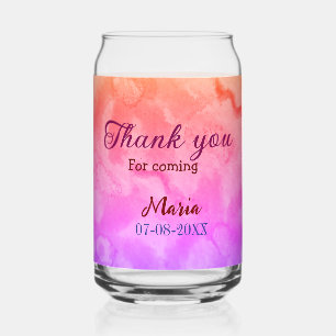 Thank you for coming birthday party add name date  can glass
