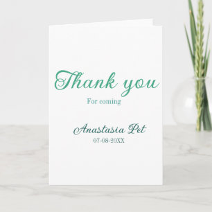Thank you for coming birthday party add name date card