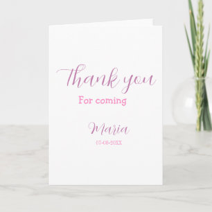 Thank you for coming birthday party add name date card