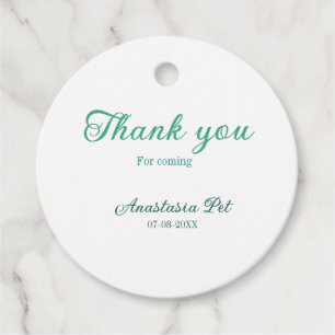 Thank you for coming birthday party add name date  favour tags