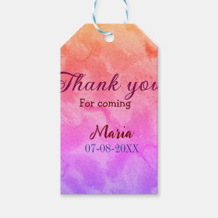 Thank you for coming birthday party add name date gift tags