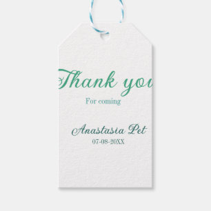 Thank you for coming birthday party add name date  gift tags