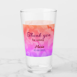 Thank you for coming birthday party add name date  glass