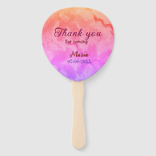 Thank you for coming birthday party add name date  hand fan
