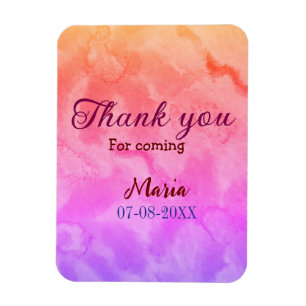 Thank you for coming birthday party add name date  magnet