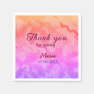 Thank you for coming birthday party add name date  napkin