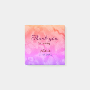 Thank you for coming birthday party add name date post-it notes
