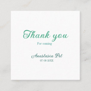 Thank you for coming birthday party add name date square business card