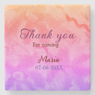 Thank you for coming birthday party add name date  stone coaster