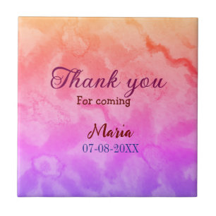 Thank you for coming birthday party add name date tile