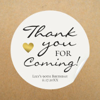 Thank You For Coming Birthday Party