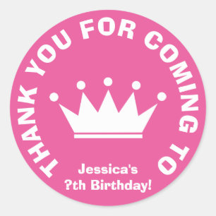 Thank you for coming Birthday party favour Classic Round Sticker