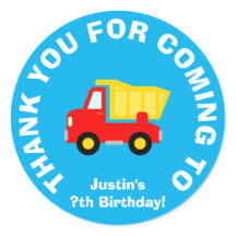 Thank you for coming Birthday party favour sticker