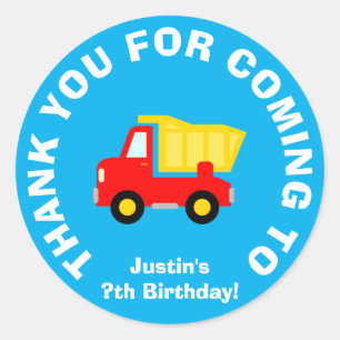 Thank you for coming Birthday party favour sticker