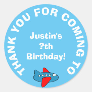 Thank you for coming Birthday party favour sticker