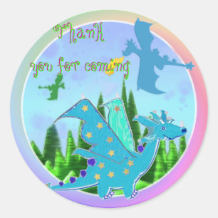 Thank You for Coming Blue Dragon Rainbow Colours Classic Round Sticker