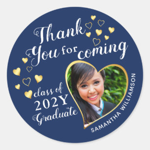 Thank You for Coming Blue Graduation Party Favour Classic Round Sticker