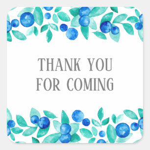 Thank you for coming. Blueberries baby shower Square Sticker