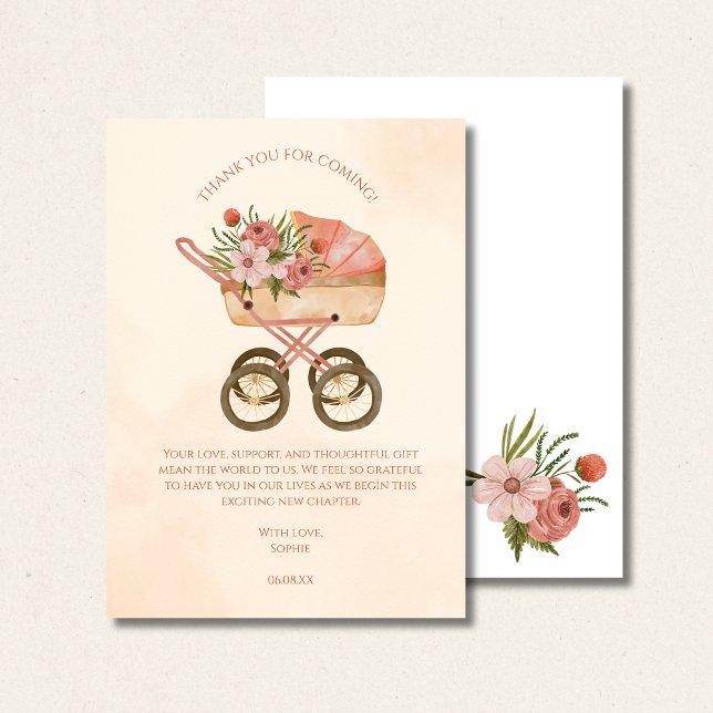 Thank you for coming card, rustic baby carriage  card (Creator Uploaded)