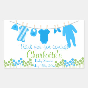 Thank You For Coming! Clothesline Baby Shower Rectangular Sticker