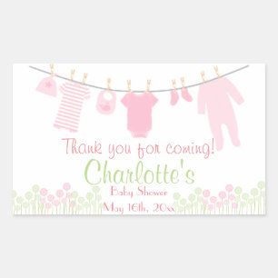 Thank You For Coming! Clothesline Baby Shower Rectangular Sticker