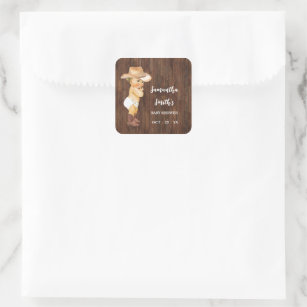 Thank You for Coming Cowboy Western Baby Shower Square Sticker