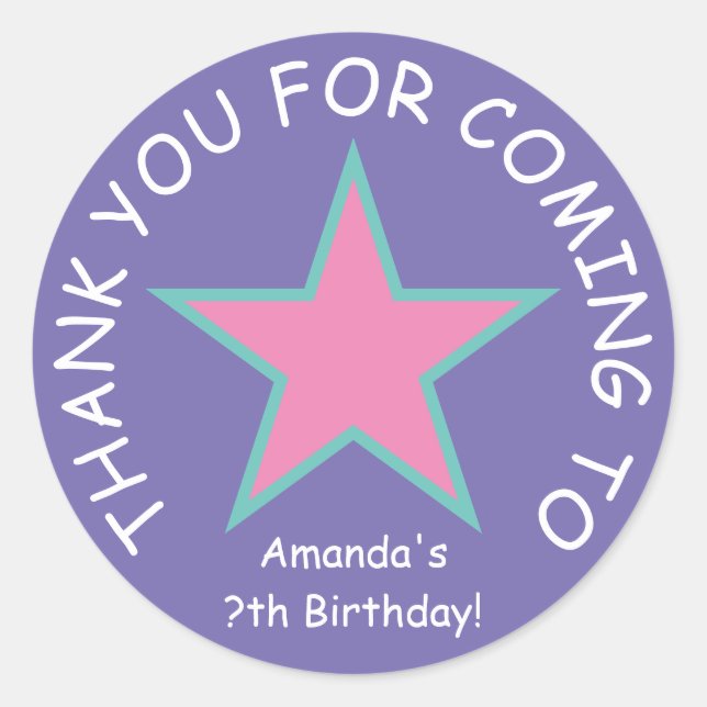 Thank you for coming custom Birthday party favour Classic Round Sticker (Front)