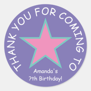 Thank you for coming custom Birthday party favour Classic Round Sticker