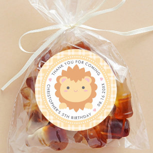 Thank You For Coming Cute Lion Kids Birthday Classic Round Sticker