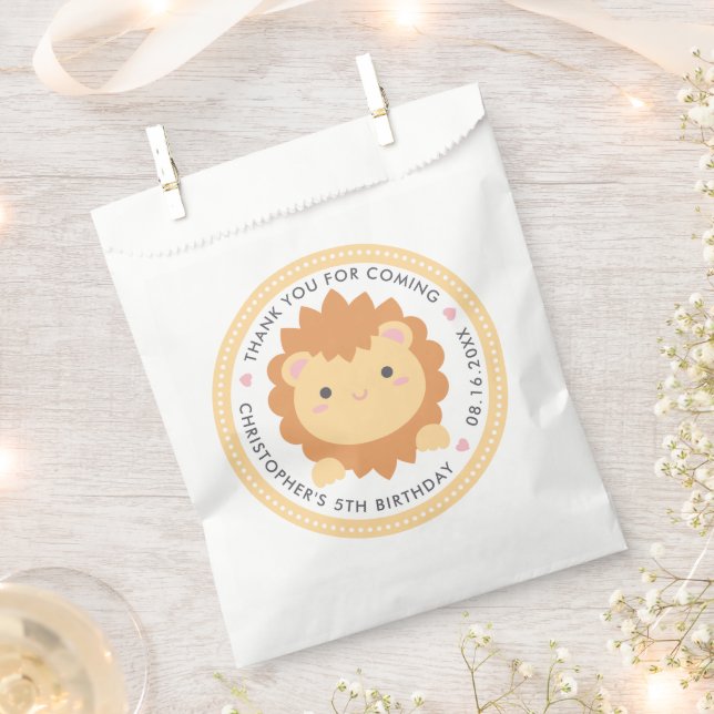 Thank You For Coming Cute Lion Kids Birthday Favour Bags (Clipped)