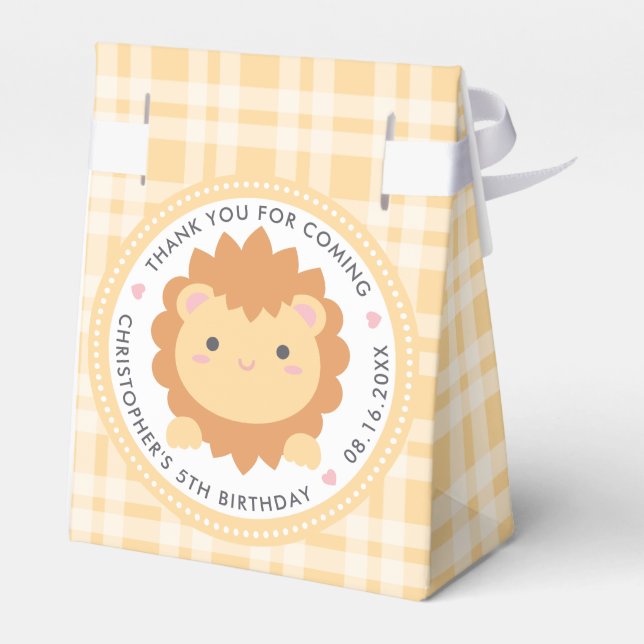 Thank You For Coming Cute Lion Kids Birthday Favour Box (Back Side)